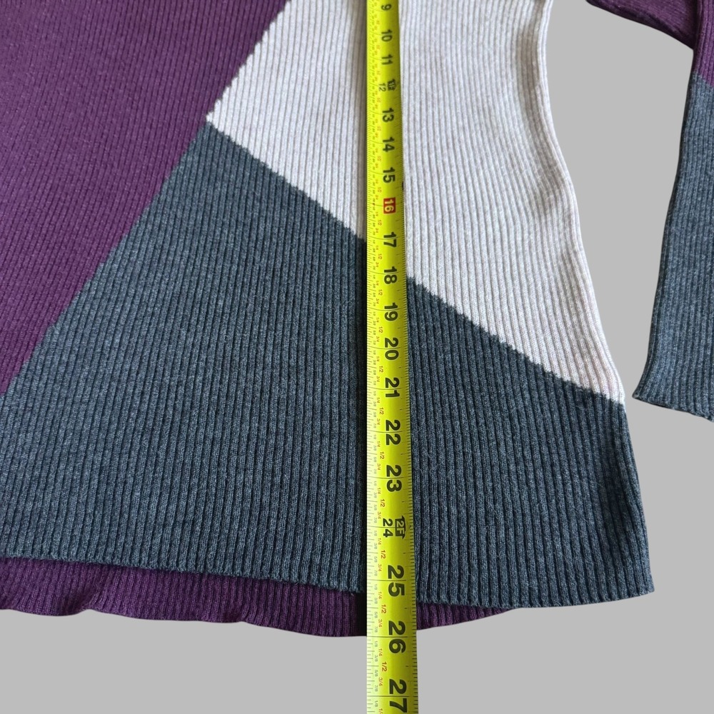 Smartwool Merino Wool Blend Colorblock Ribbed Sweater top Purple Gray Womens M - Picture 4 of 7